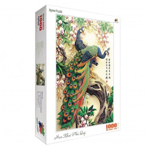 Bộ tranh xếp hình jigsaw puzzle cao cấp 1000 mảnh ghép Hoa Khai Phú Quý