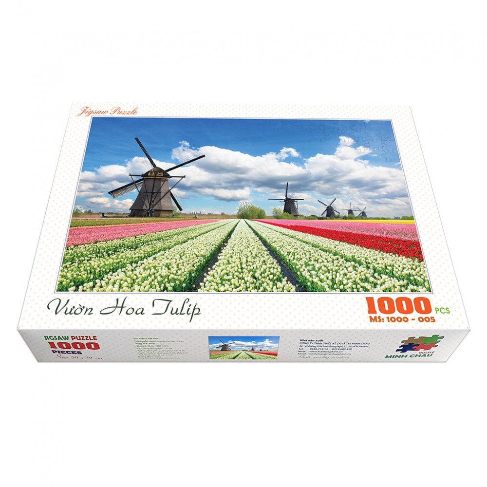 Bộ tranh xếp hình cao cấp 1000 mảnh ghép – Vườn Hoa Tulip