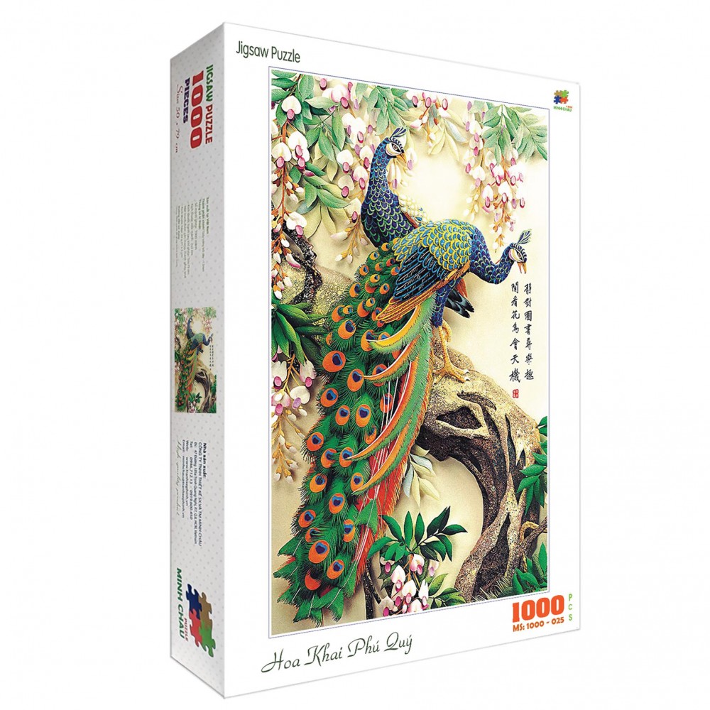 Bộ tranh xếp hình jigsaw puzzle cao cấp 1000 mảnh ghép – Hoa Khai Phú Quý