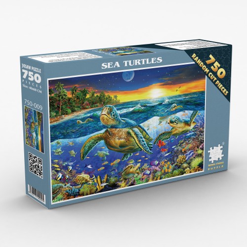 Tranh Xếp Hình Random Cut 750 Mảnh Minh Châu – Sea Turtles (40x60cm)
