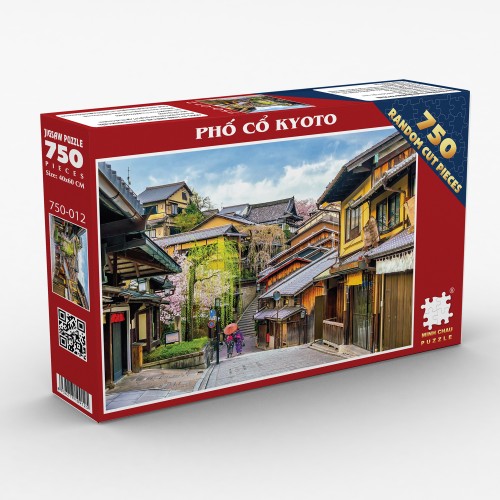 Tranh Xếp Hình Random Cut 750 Mảnh Minh Châu – Phố Cổ Kyoto (40x60cm)