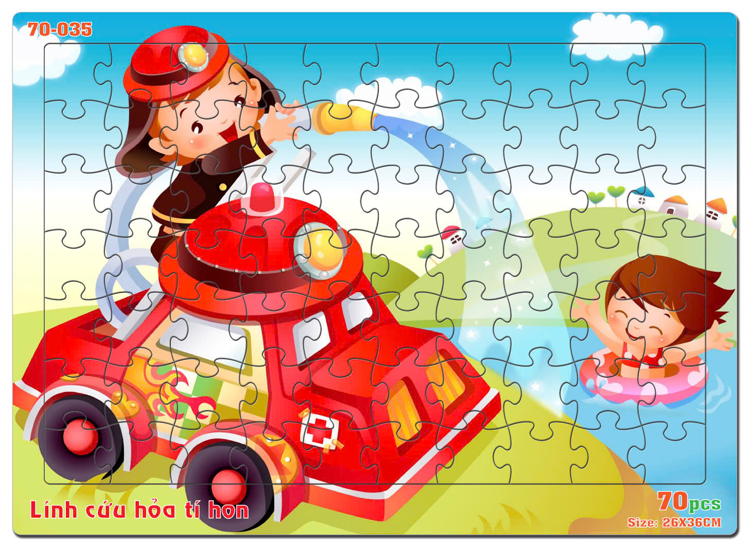 Đồ chơi xếp hình 70 mảnh Lính cứu hoả tí hon